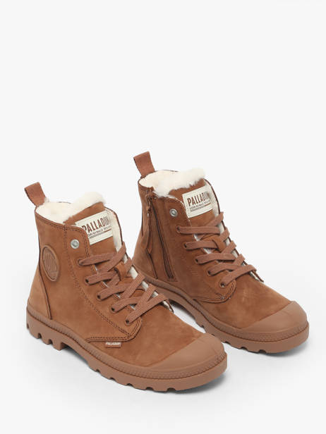 Bottines En Cuir Palladium Marron women 95982291 vue secondaire 2