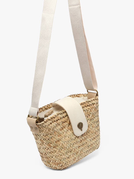Sac Bandoulière Estival Raphia Le voyage en panier Beige estival PM944 vue secondaire 2