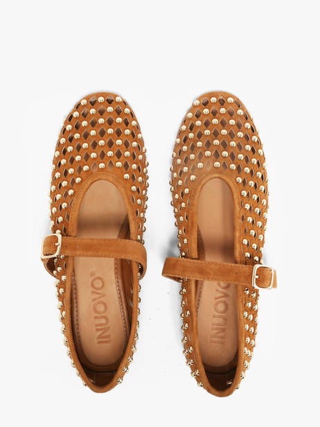 Ballerines Avec Brides En Cuir Inuovo Marron women NK003KCC vue secondaire 3