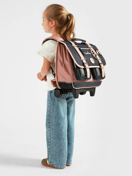 Cartable à Roulettes Enfant 2 Compartiments Vintage Fantasy Cameleon Bleu vintage fantasy CR38 vue secondaire 1