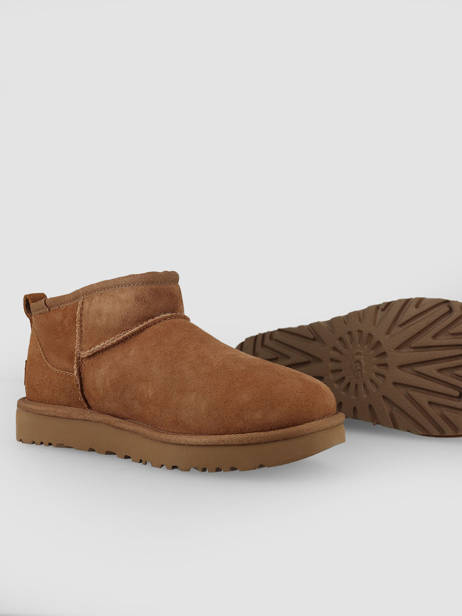 Boots Classic Ultra Mini En Cuir Ugg Marron women 1116109 vue secondaire 3